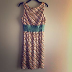 Kay Unger Retro Knit Dress Sleeveless V-back